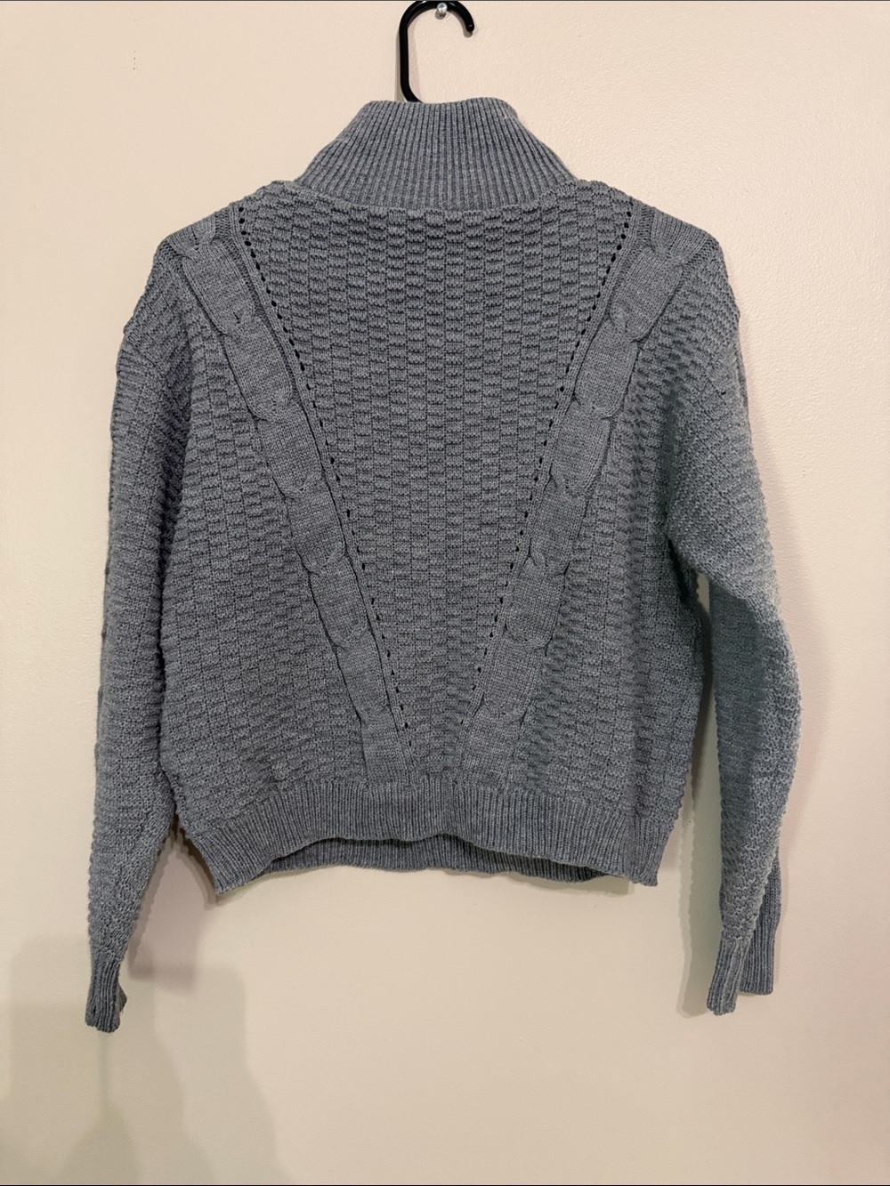 SHEIN Gray Half-Zip Cable Knit Sweater size XS - Picture 4 of 4